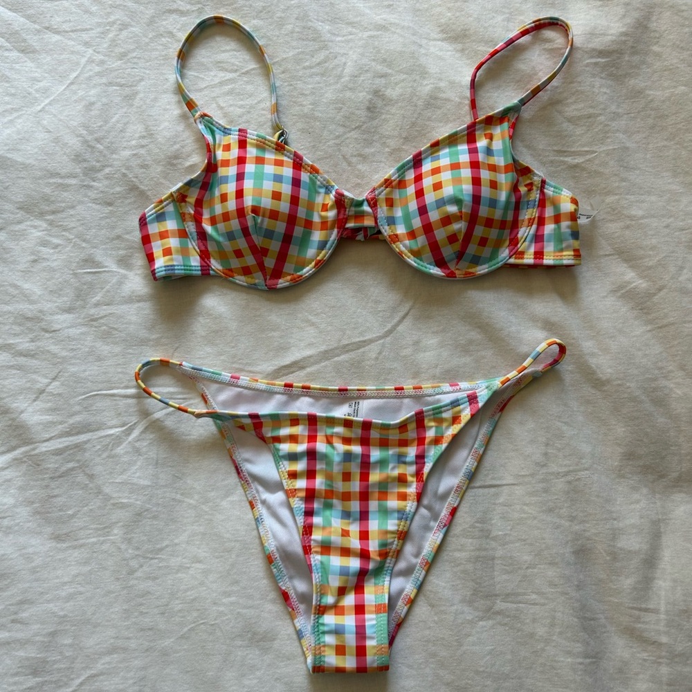 🎀Multicolor Gingham Bikini Set — Red, Yellow, Mint, Orange